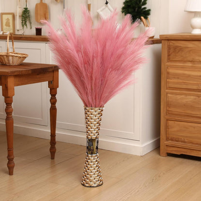 Dark Pink Pampas Grass, 8 Pcs 45 Inch Tall Large Faux Pompous