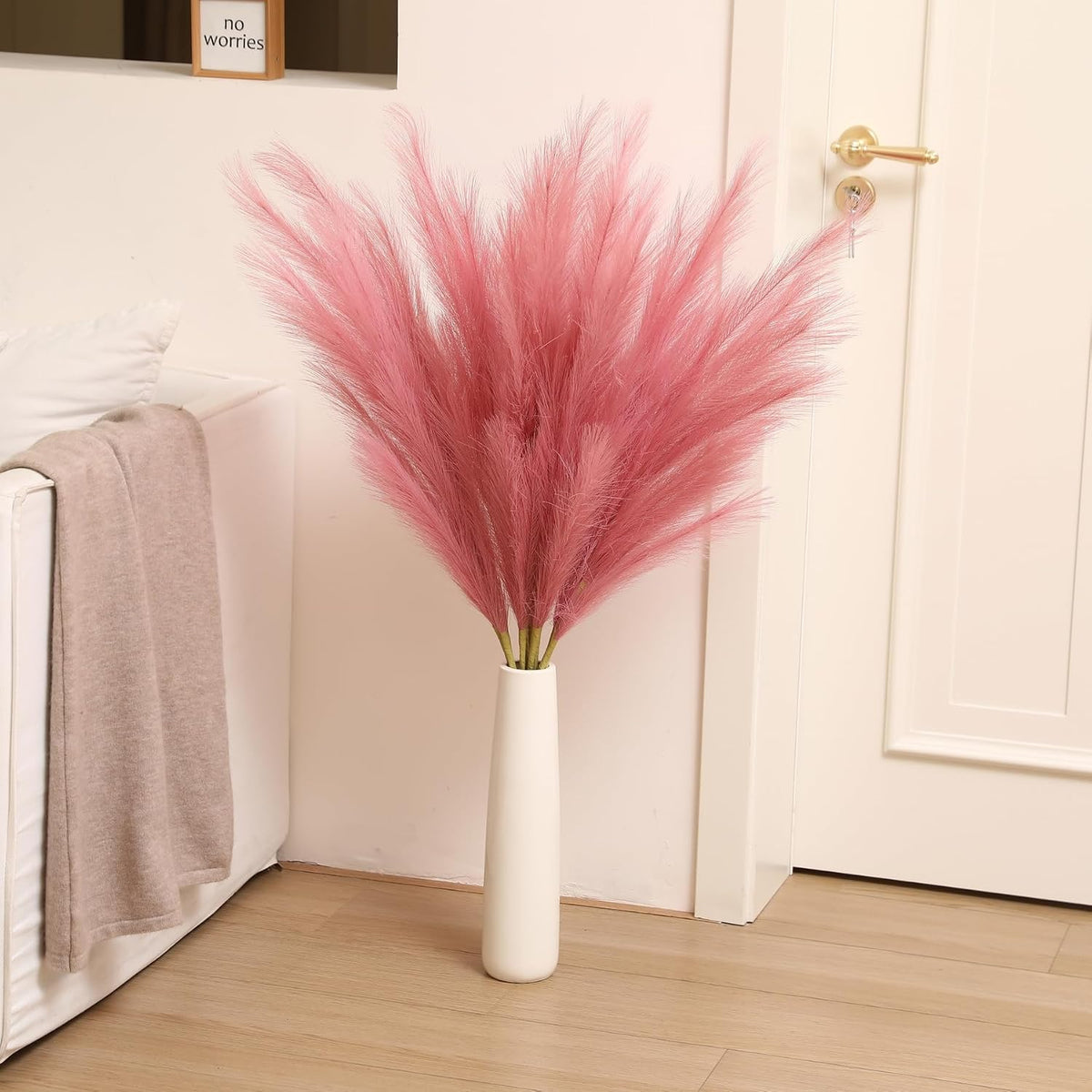 Dark Pink Pampas Grass, 8 Pcs 45 Inch Tall Large Faux Pompous