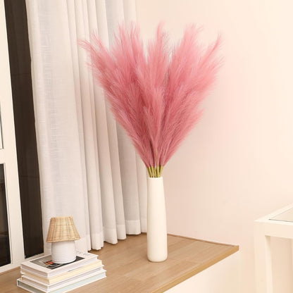 Dark Pink Pampas Grass, 8 Pcs 45 Inch Tall Large Faux Pompous