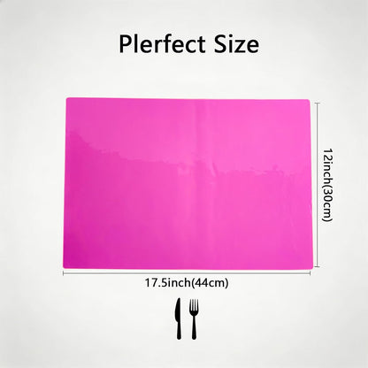Kasepie Crystal Clear Plastic Placemats Set of 4 - Waterproof & Heat Resistant Vinyl Table Protector, Wipeable Place Mats 17.5x12inch (Pink)