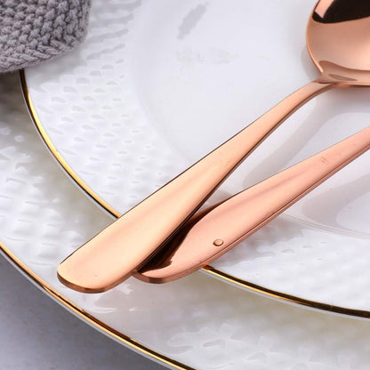 7-Inch Soup Spoons, Bouillon Spoon,18/10 Stainless Steel Finished Table Dinner Spoons Set of 4 (Rose Gold)