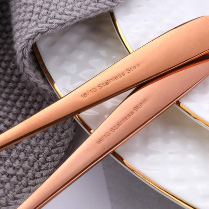 7-Inch Soup Spoons, Bouillon Spoon,18/10 Stainless Steel Finished Table Dinner Spoons Set of 4 (Rose Gold)