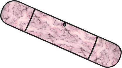 Double Oven Mitts Polyester 220°C/428°F Heat Resistant Oven Gloves with Loop BBQ Baking Cooking Kitchen, 35.4 * 7.5 in, Light Pink Marble Veins