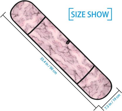 Double Oven Mitts Polyester 220°C/428°F Heat Resistant Oven Gloves with Loop BBQ Baking Cooking Kitchen, 35.4 * 7.5 in, Light Pink Marble Veins