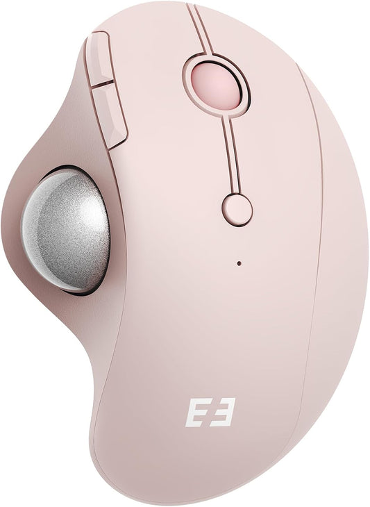 seenda Wireless Trackball Mouse, Ergonomic Bluetooth Rollerball,Rose Pink