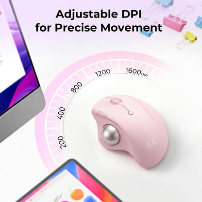 seenda Wireless Trackball Mouse, Ergonomic Bluetooth Rollerball,Rose Pink