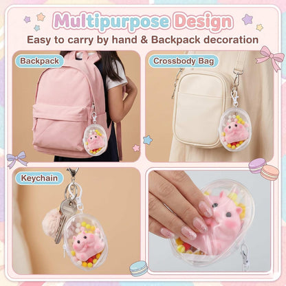 Handmade Taba Hamster Squishy Toy, Ultra-Soft Silicone Squeeze Sensory Fidget Toys, Cute Mochi Desk Decor for Stress Relief, Great Gift with Mini Strawberry & Hat Accessories (Pink)