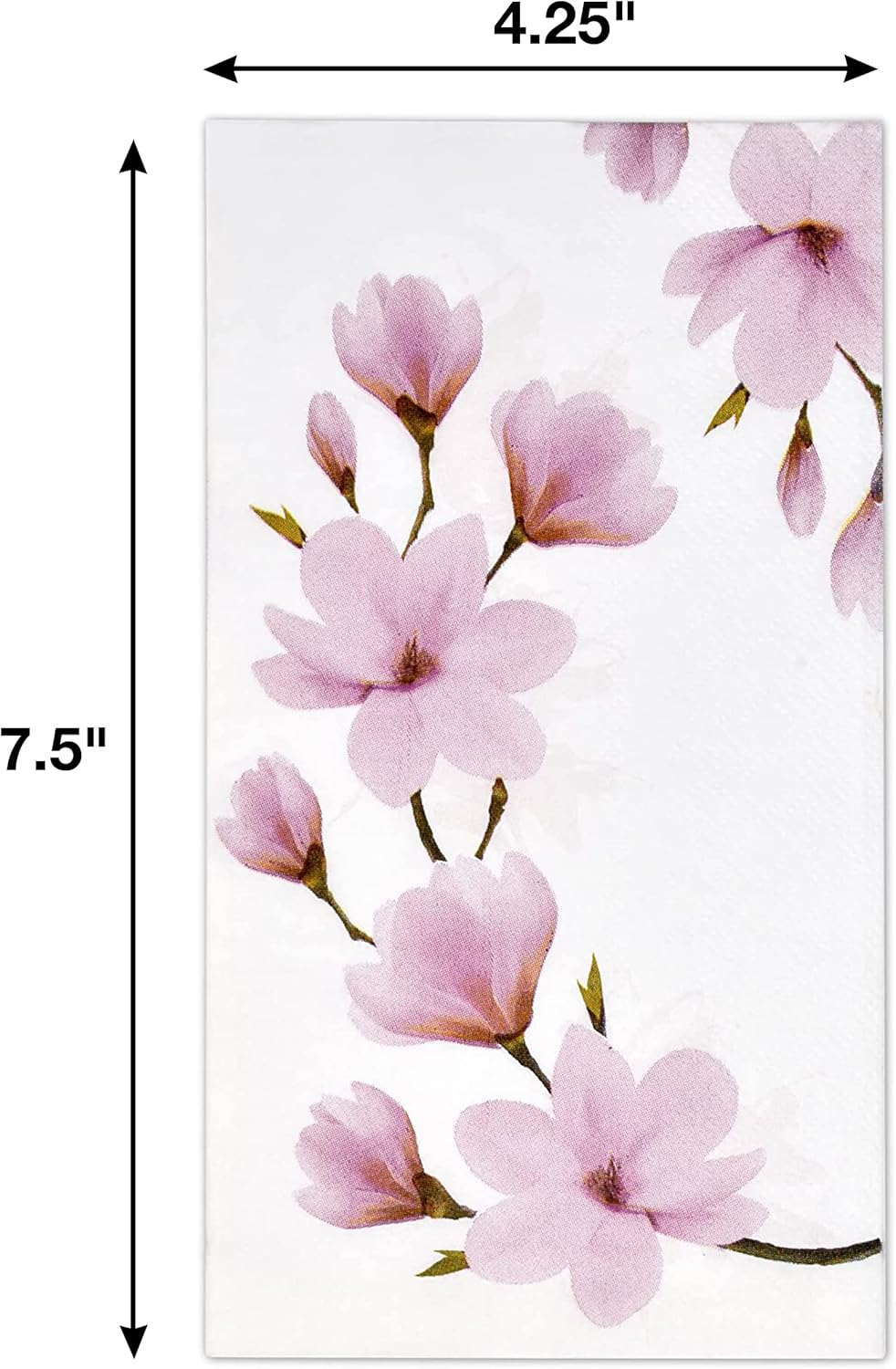 Pink Magnolia Guest Napkins 100 Pack, Floral Disposable Hand Towels for Spring Tea Party Bathroom Wedding Brunch Decor