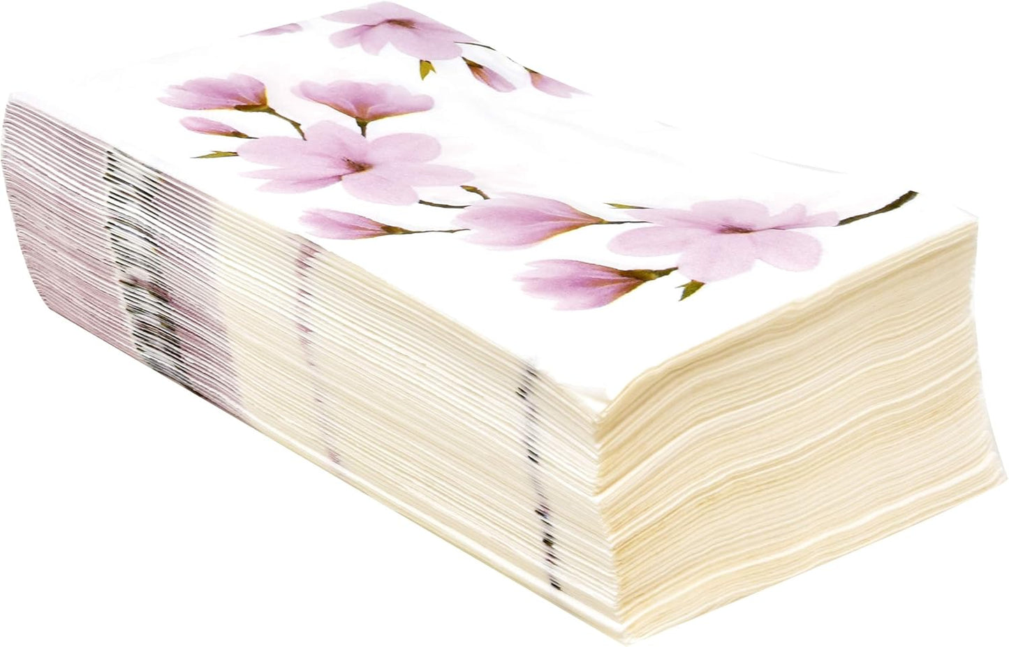 Pink Magnolia Guest Napkins 100 Pack, Floral Disposable Hand Towels for Spring Tea Party Bathroom Wedding Brunch Decor
