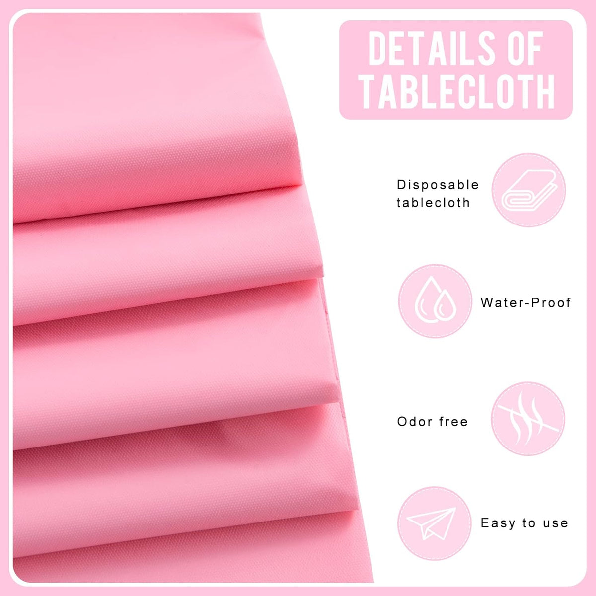 Pink 12 Pack Premium Round Disposable Plastic Tablecloth - 84 Inch Round Plastic Table Cloth Disposable Tablecloth for Parties