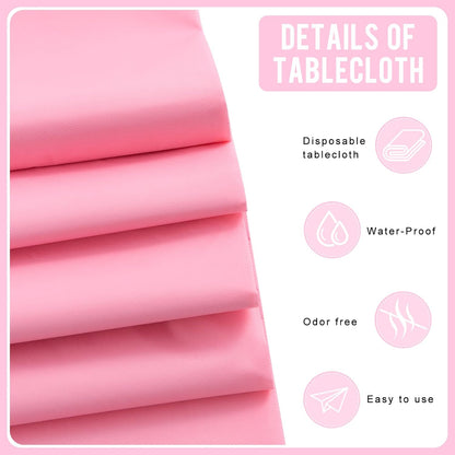 Pink 12 Pack Premium Round Disposable Plastic Tablecloth - 84 Inch Round Plastic Table Cloth Disposable Tablecloth for Parties