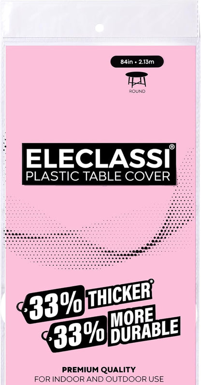 Pink 12 Pack Premium Round Disposable Plastic Tablecloth - 84 Inch Round Plastic Table Cloth Disposable Tablecloth for Parties