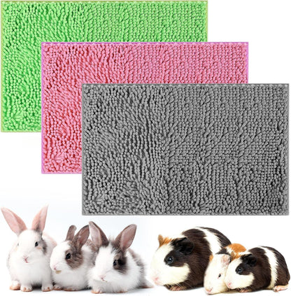3 Pcs Guinea Pig Bedding Reusable Small Animal Guinea Pig Bed Fleece Pee Pad Absorbency Washable Pet Cage Liner for Bunny Hamsters(Pink, Green, Gray)