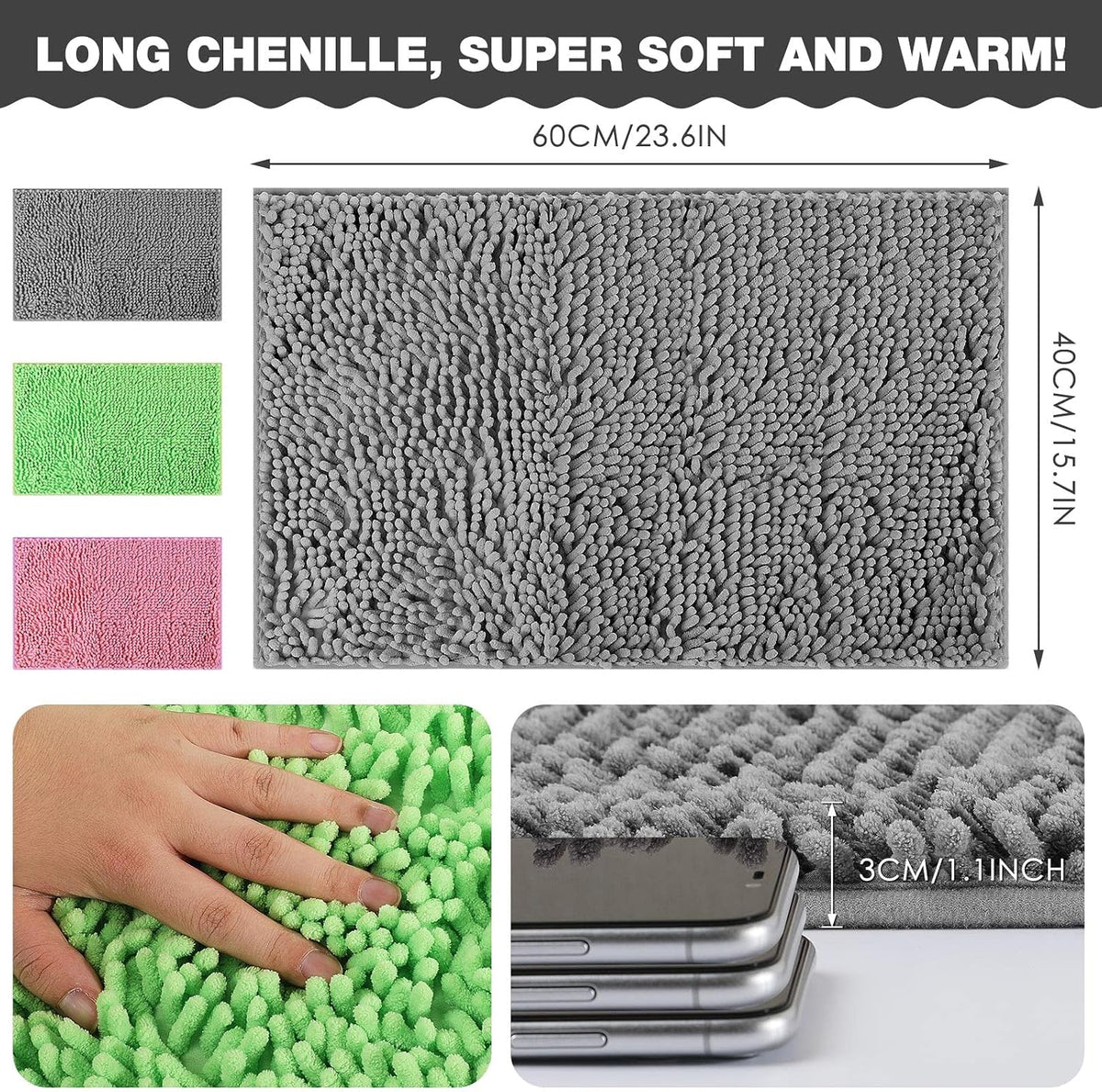3 Pcs Guinea Pig Bedding Reusable Small Animal Guinea Pig Bed Fleece Pee Pad Absorbency Washable Pet Cage Liner for Bunny Hamsters(Pink, Green, Gray)
