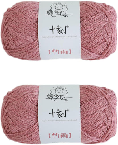 Cotton, Bamboo,Linen Blended Yarn 2 Skeins 50g/1.76oz- 06 Coral Pink