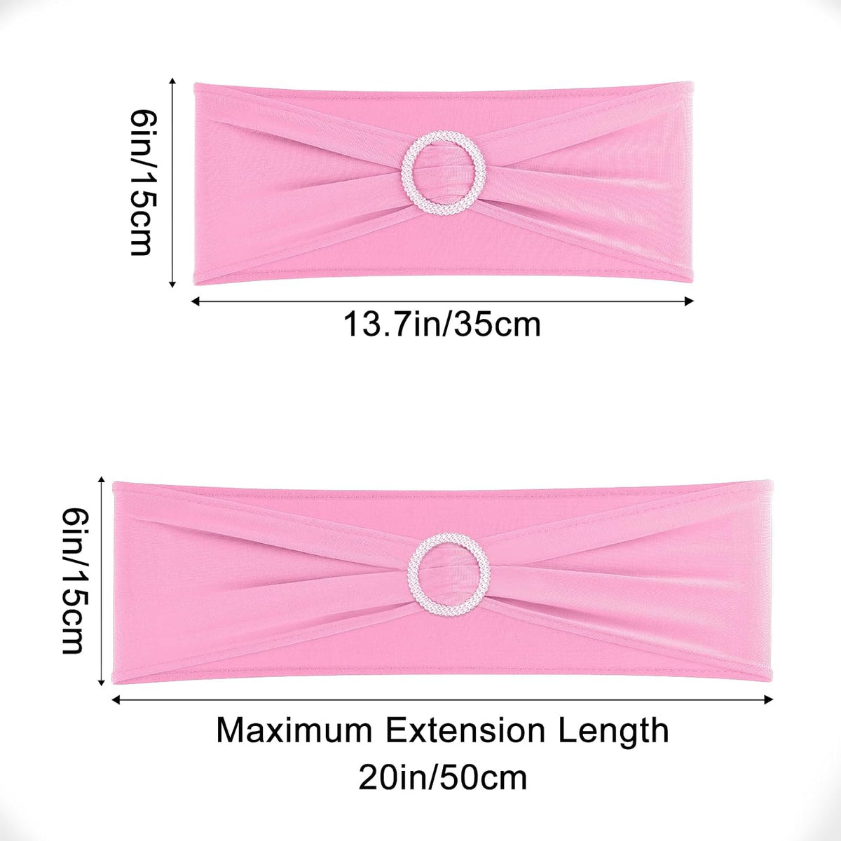 Pink Chair Sashes 25 Pack Spandex Stretch Chair Band Sashes with Buckles for Folding Chairs Wedding Party Reception Baby Shower Events Banquet Decorations