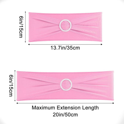 Pink Chair Sashes 25 Pack Spandex Stretch Chair Band Sashes with Buckles for Folding Chairs Wedding Party Reception Baby Shower Events Banquet Decorations