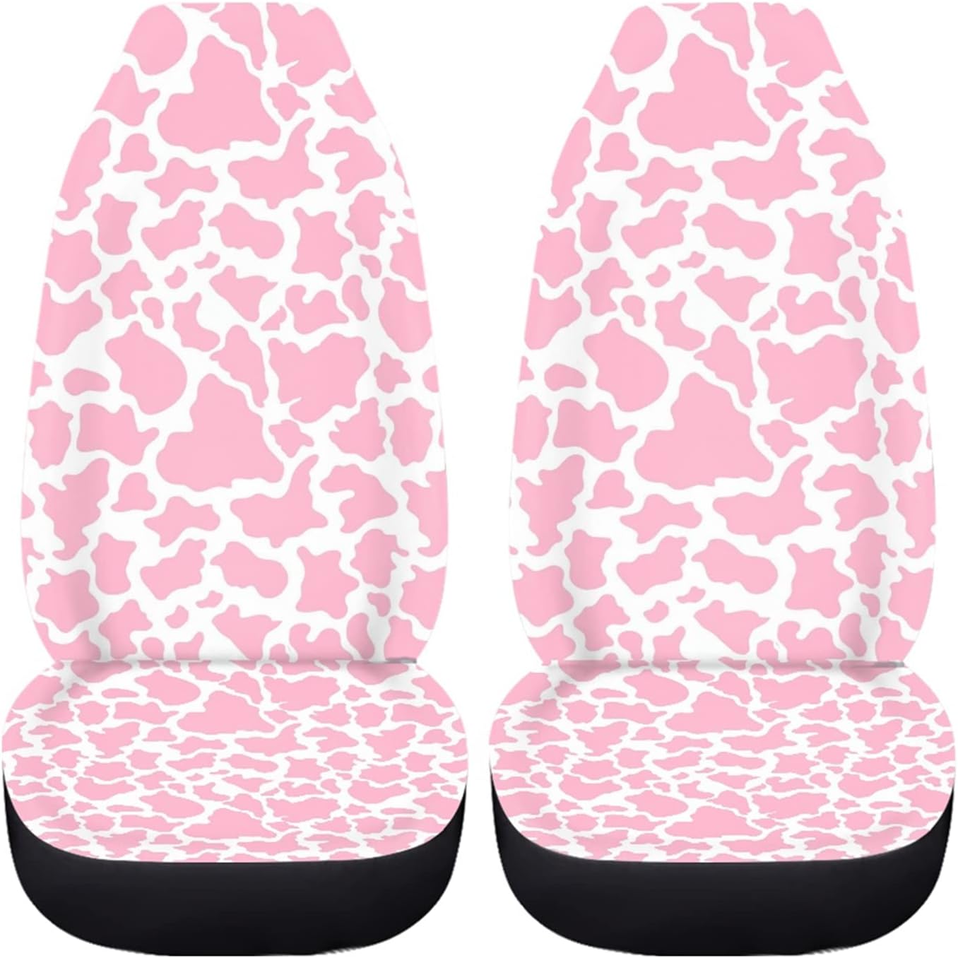 Pink Cow Animal Print Car Seat Cover 2 Pcs Car Accessories for Women Ladies Soft Car Seat Cushion Durable Auto Front Bucket Seat Cushion Decoration for Standard Size Cars