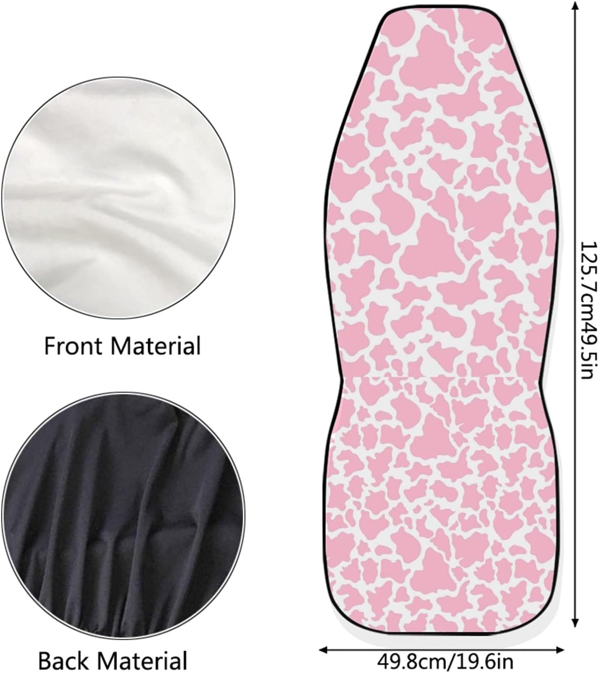Pink Cow Animal Print Car Seat Cover 2 Pcs Car Accessories for Women Ladies Soft Car Seat Cushion Durable Auto Front Bucket Seat Cushion Decoration for Standard Size Cars