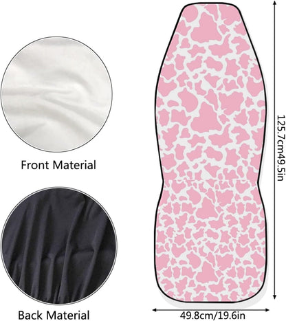 Pink Cow Animal Print Car Seat Cover 2 Pcs Car Accessories for Women Ladies Soft Car Seat Cushion Durable Auto Front Bucket Seat Cushion Decoration for Standard Size Cars