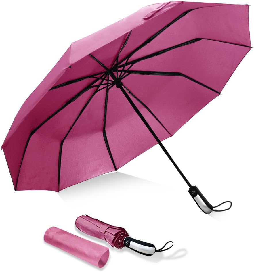Umbrella Travel Umbrella with Teflon Coating, Automatic Umbrellas Anti UV Coating Folding Umbrellas