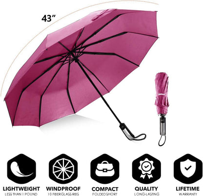 Umbrella Travel Umbrella with Teflon Coating, Automatic Umbrellas Anti UV Coating Folding Umbrellas