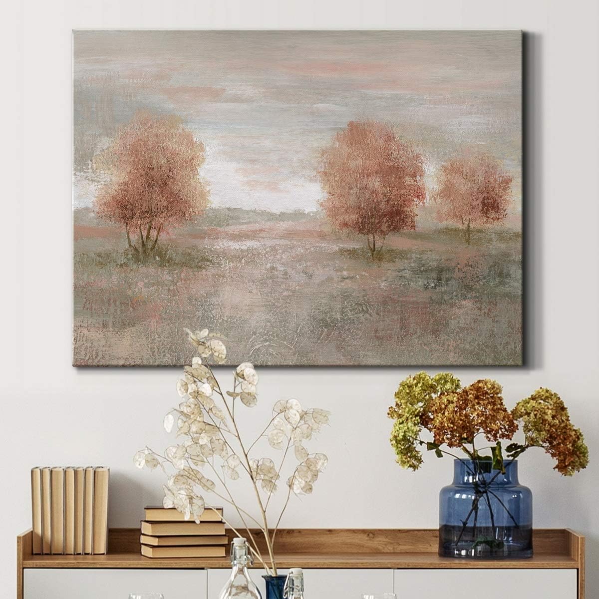 Canvas Nature Wall Art Modern Paintings Decorations Autumnal Peach Leaves Abstract Romantic Artwork Wall Hanging Prints for Bedroom Office Kitchen - 24"x36" LT33