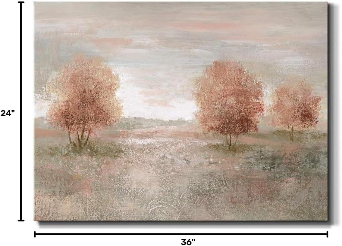Canvas Nature Wall Art Modern Paintings Decorations Autumnal Peach Leaves Abstract Romantic Artwork Wall Hanging Prints for Bedroom Office Kitchen - 24"x36" LT33