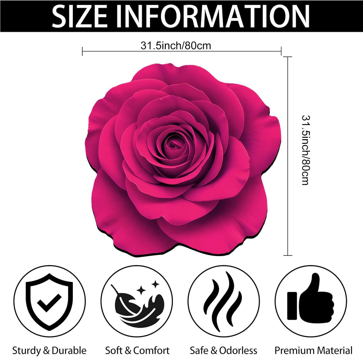 Pink Flowers Floral Bath Mat Natural Rose Bathroom Rugs Funny Non Slip Bathtub Decor Mats Super Absorbent Floor Carpet Machine Washable Quick Dry Bahtmat for Tub, Shower, Bedroom，Kitchen，31.5"x31.5"
