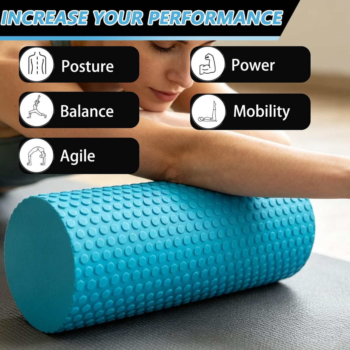 Foam Roller for Exercise, Pilates, Back Physical Therapy, 12" X 6" Round