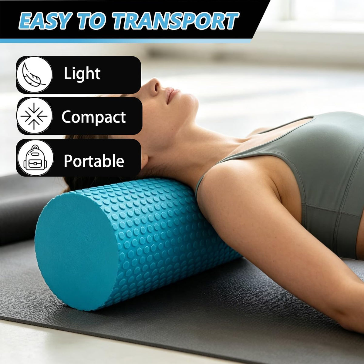 Foam Roller for Exercise, Pilates, Back Physical Therapy, 12" X 6" Round