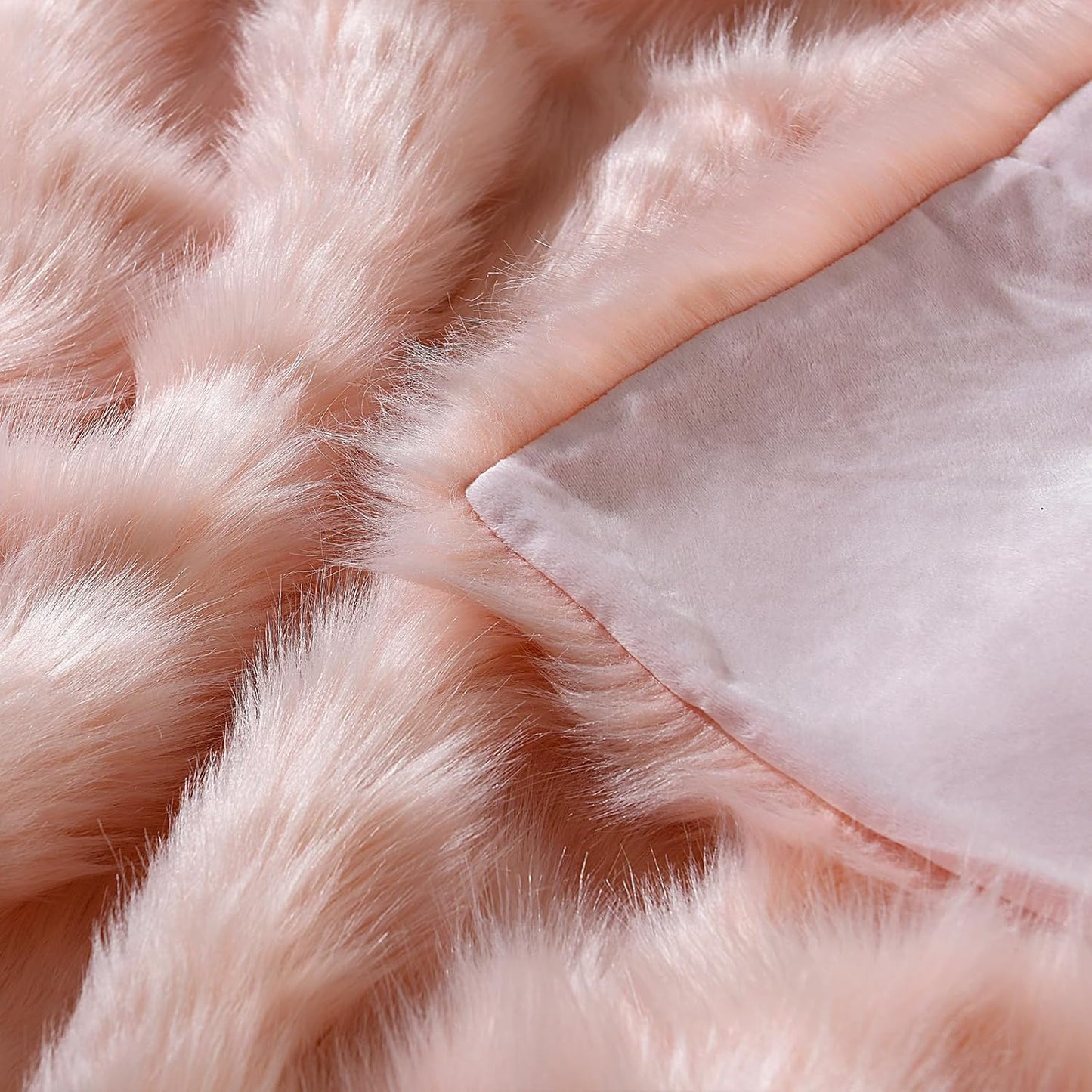 Pink Faux Fur Throw Blanket, Long Pile Light Pink Fur Blanket, Super Warm, Soft, Cozy, Fuzzy, Fluffy Throws for Couch Bed Sofa, Aesthetic Home Room Decor Throw, 50" x 60"