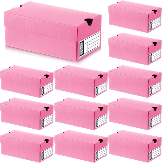 12 Sets Mini Shoe Gifts Boxes for Party Favors 4.7 x 2.5 x 2 Inch Sports Mini Sneaker Box with Editable Label for Candies Cookies Snacks (Light Pink)