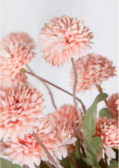 5 Pcs Artificial Pink Pompon Mums Small Flowers, 20" Faux Silk Chrysanthemum Flowers with Long Stem, Floral Arrangements for DIY Bouquet Home Wedding Table Centerpiece Decor