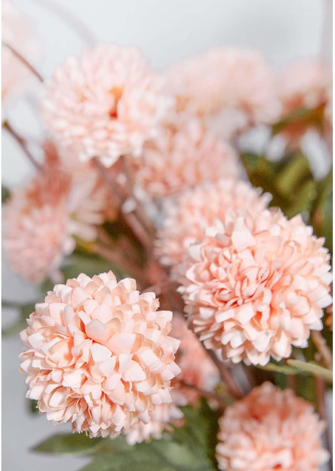 5 Pcs Artificial Pink Pompon Mums Small Flowers, 20" Faux Silk Chrysanthemum Flowers with Long Stem, Floral Arrangements for DIY Bouquet Home Wedding Table Centerpiece Decor