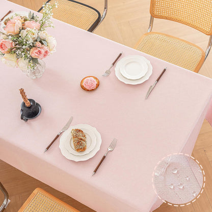 Valentines Square Table Cloth, 60×60 Inch Linen Textured Table Cloth Waterproof Spill-Proof TableCloths Wrinkle Free Fabric Farmhouse Table Cover for Dining Parties Buffets Holidays,Light Pink