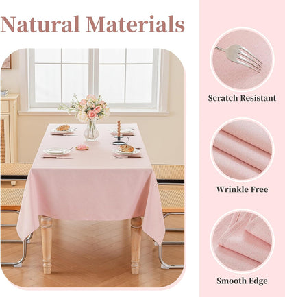 Valentines Square Table Cloth, 60×60 Inch Linen Textured Table Cloth Waterproof Spill-Proof TableCloths Wrinkle Free Fabric Farmhouse Table Cover for Dining Parties Buffets Holidays,Light Pink