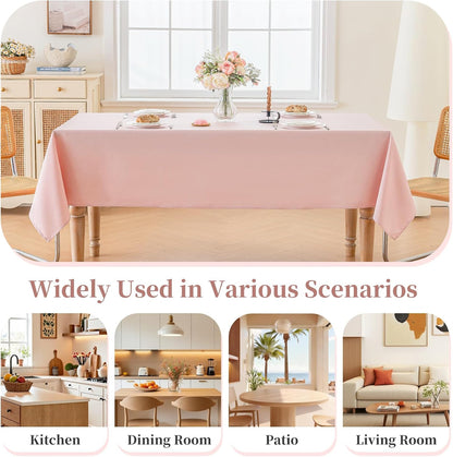 Valentines Square Table Cloth, 60×60 Inch Linen Textured Table Cloth Waterproof Spill-Proof TableCloths Wrinkle Free Fabric Farmhouse Table Cover for Dining Parties Buffets Holidays,Light Pink