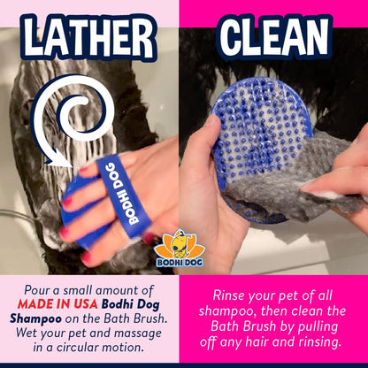 Bodhi Dog Shampoo Brush - Pet Grooming & Bath Supplies for Dogs and Cats - Bath Brush for Long & Short Hair - Premium Scrubber for Shower, Showerhead, Sprayer & Bathing (One Pack, Pink)