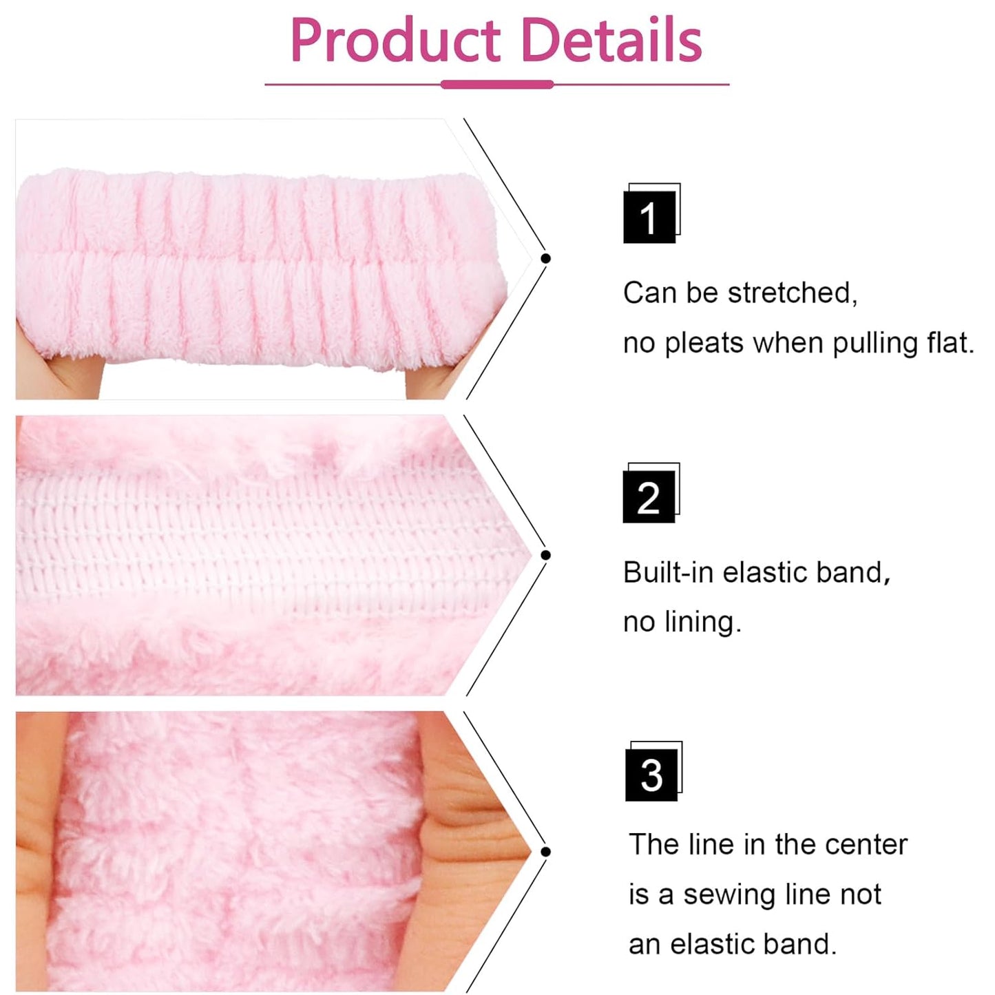 Spa Headbands for Wash Face, Makeup Headband, Facial Skincare Headbands, 5 Pcs Pink Puffy Sponge Spa Headband Bow Tie Hair Band Hair Clips Wristband Set Women Girls Accessories