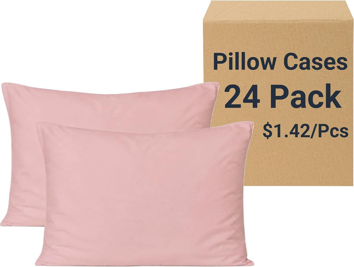 ZPECC Bulk Pillow Cases Standard Size 24 Pack, Peach Pink
