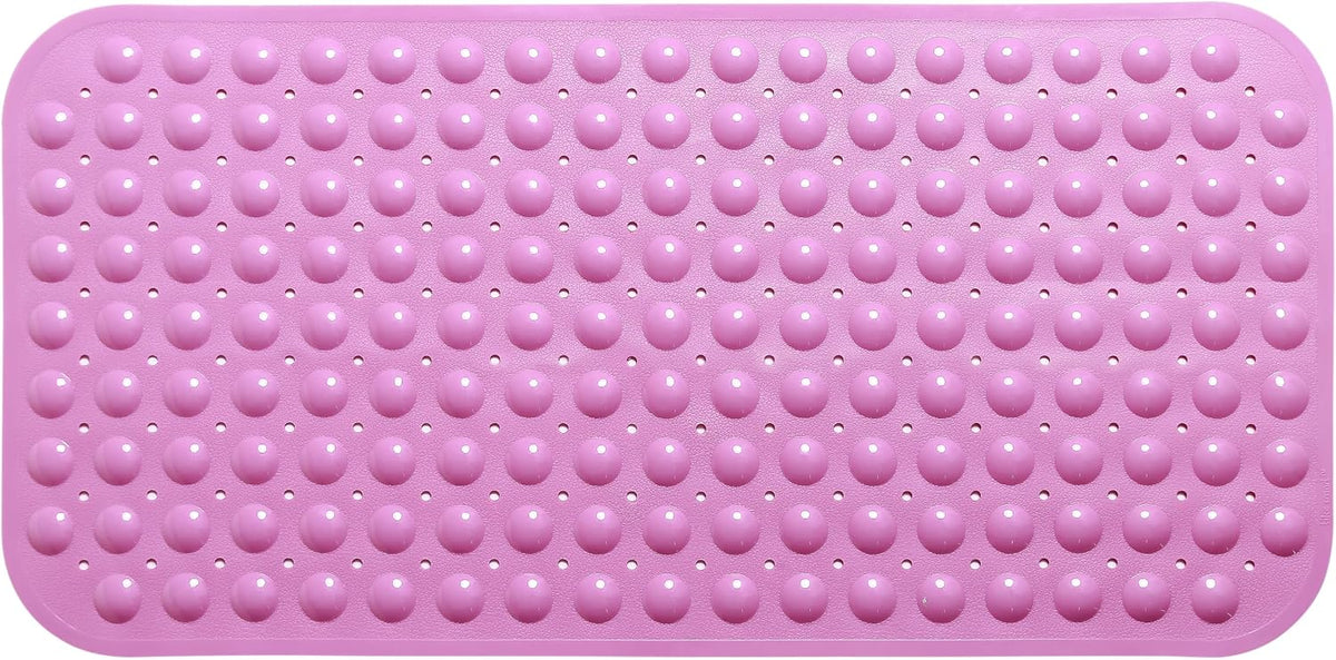 Large Non-Slip Bathtub & Shower Mat 31”x16” (Smooth/Non-Textured Tubs Only) Safe, Clean, Machine-Washable, Superior Grip&Drainage, Vinyl, Opaque Pink