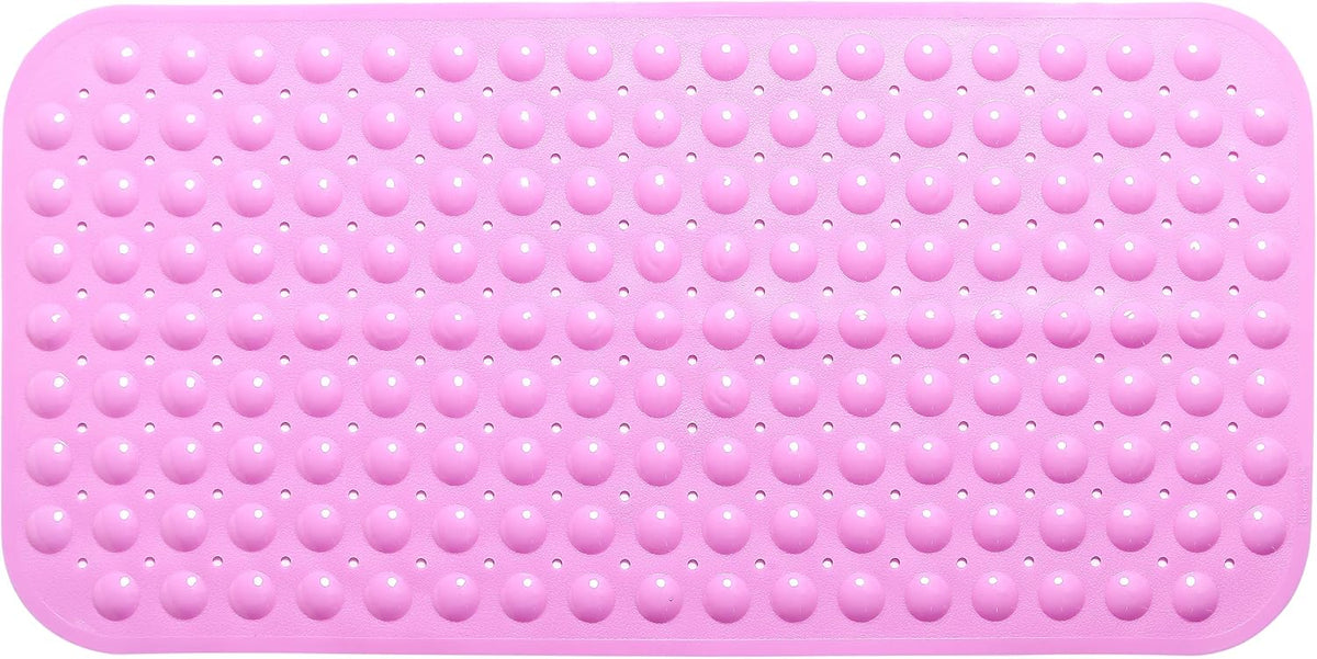 Large Non-Slip Bathtub & Shower Mat 31”x16” (Smooth/Non-Textured Tubs Only) Safe, Clean, Machine-Washable, Superior Grip&Drainage, Vinyl, Opaque Pink