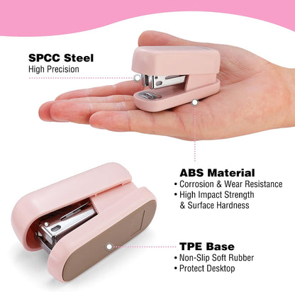 Mini Stapler with Staples, Two Pink Staplers, One Staple Remover