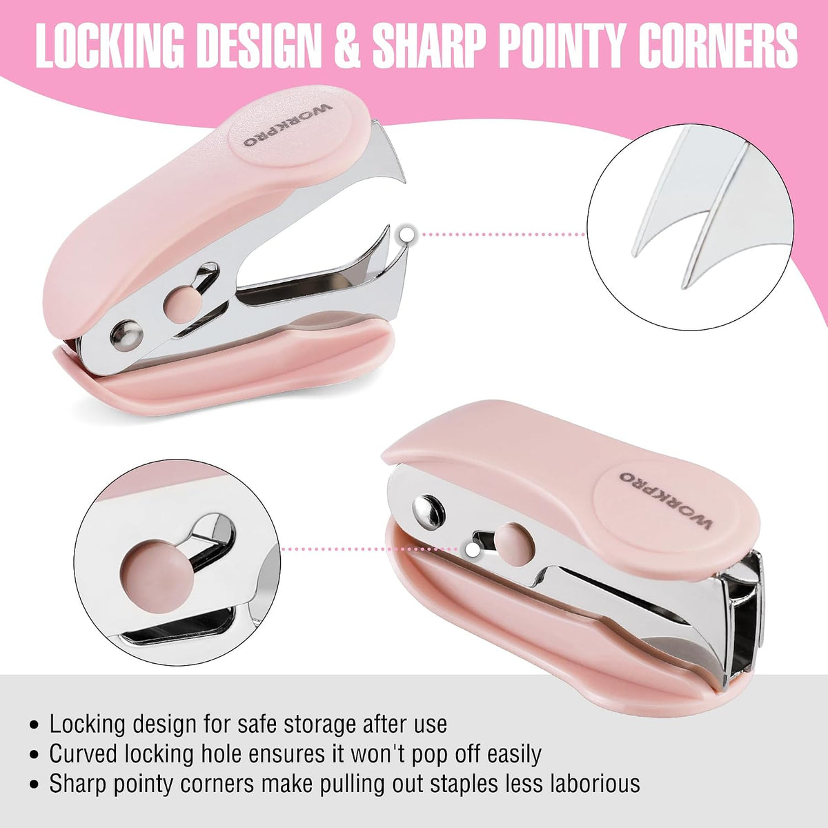 Mini Stapler with Staples, Two Pink Staplers, One Staple Remover