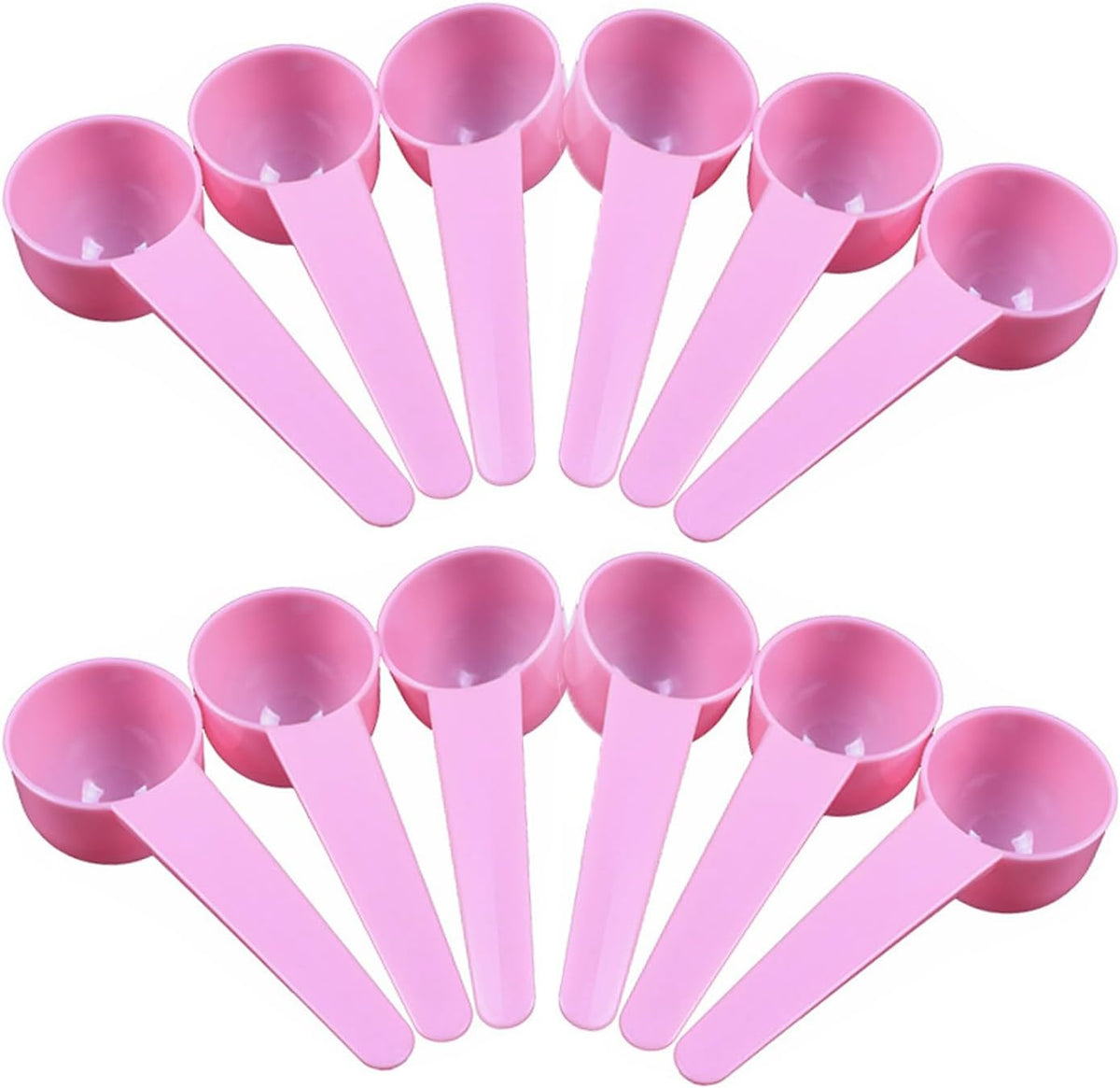 12 Pack Plastic Measuring Scoops, Teaspoon (1 tablespoon/10 mL) Long Handle Scoops for Measuring Coffee Tea Milk Spices Protein Powders Cooking Pet Food (Pink)