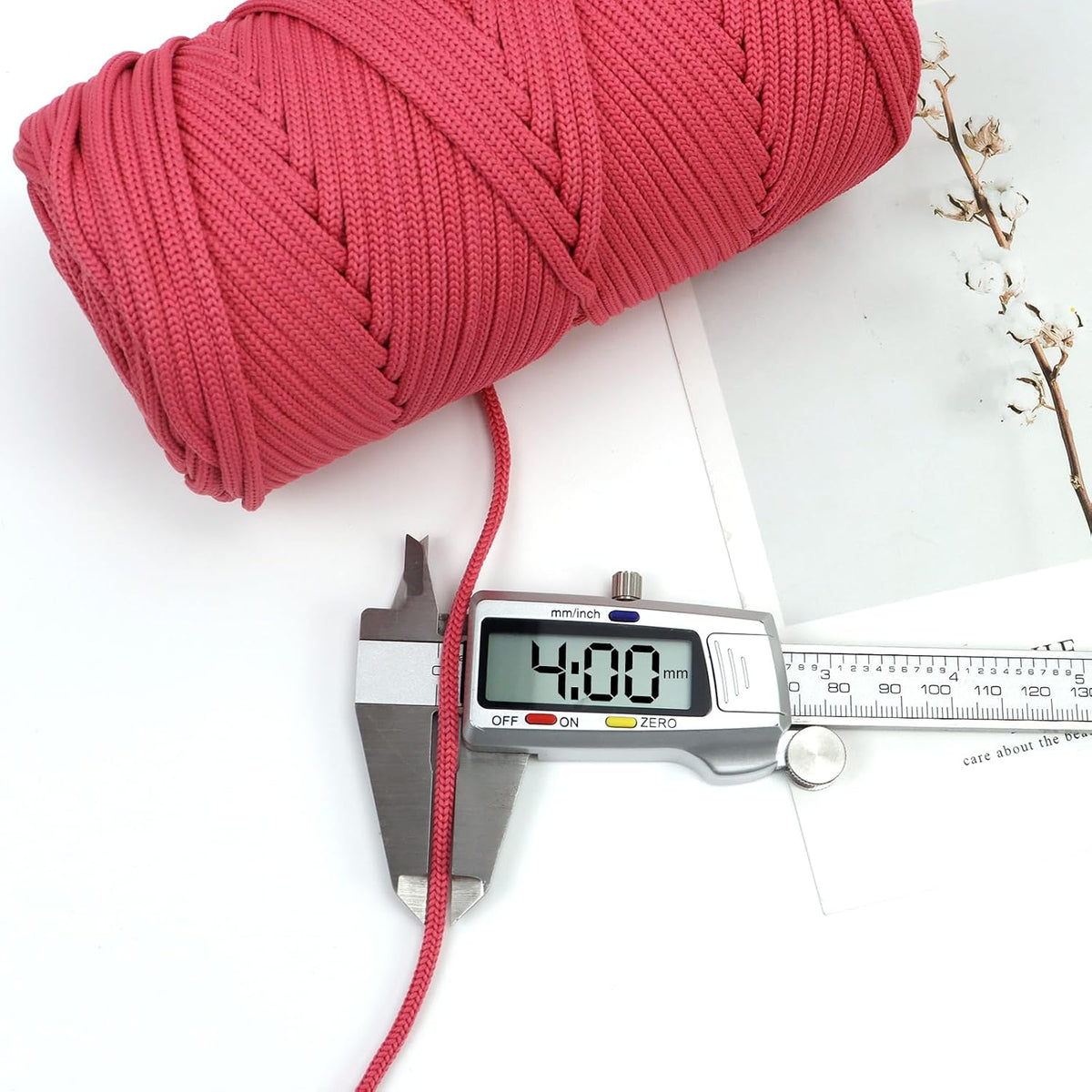 Polyester Macrame Cord 4mm 164 Yards Single Strand Braided Macrame Cord Crochet Bag Thread Soft Polyester Yarn for Crocheting and Knitting Bags, Wall Hanging, Plant Hangers (Peach Pink)