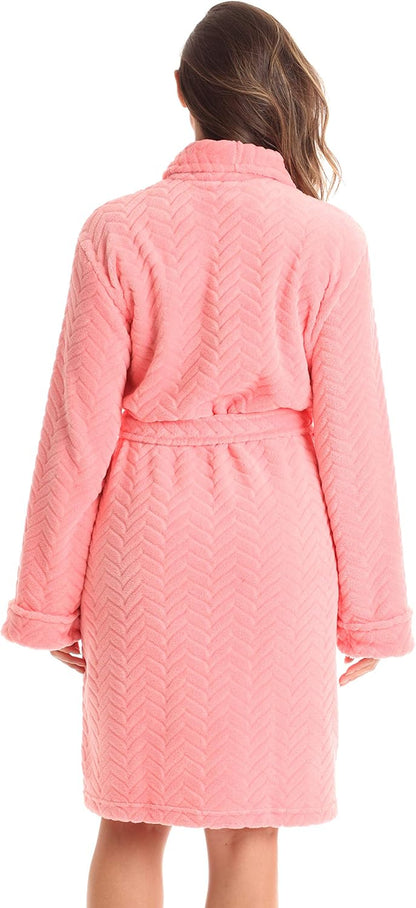 Velour Chevron Texture Bath Robes for Women