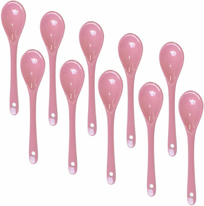Pink 10 pcs Porcelain Egg Spoons Ceramic Spoons 4.7 inch Coffee Dessert Yogurt Tea Milky Tea