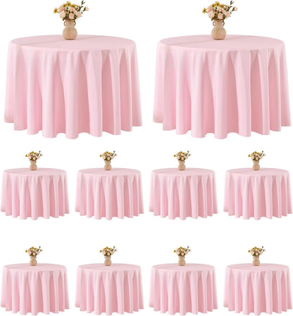 Tablecloth 10 Pack 120inch Round Table Cloth Polyester, Pink
